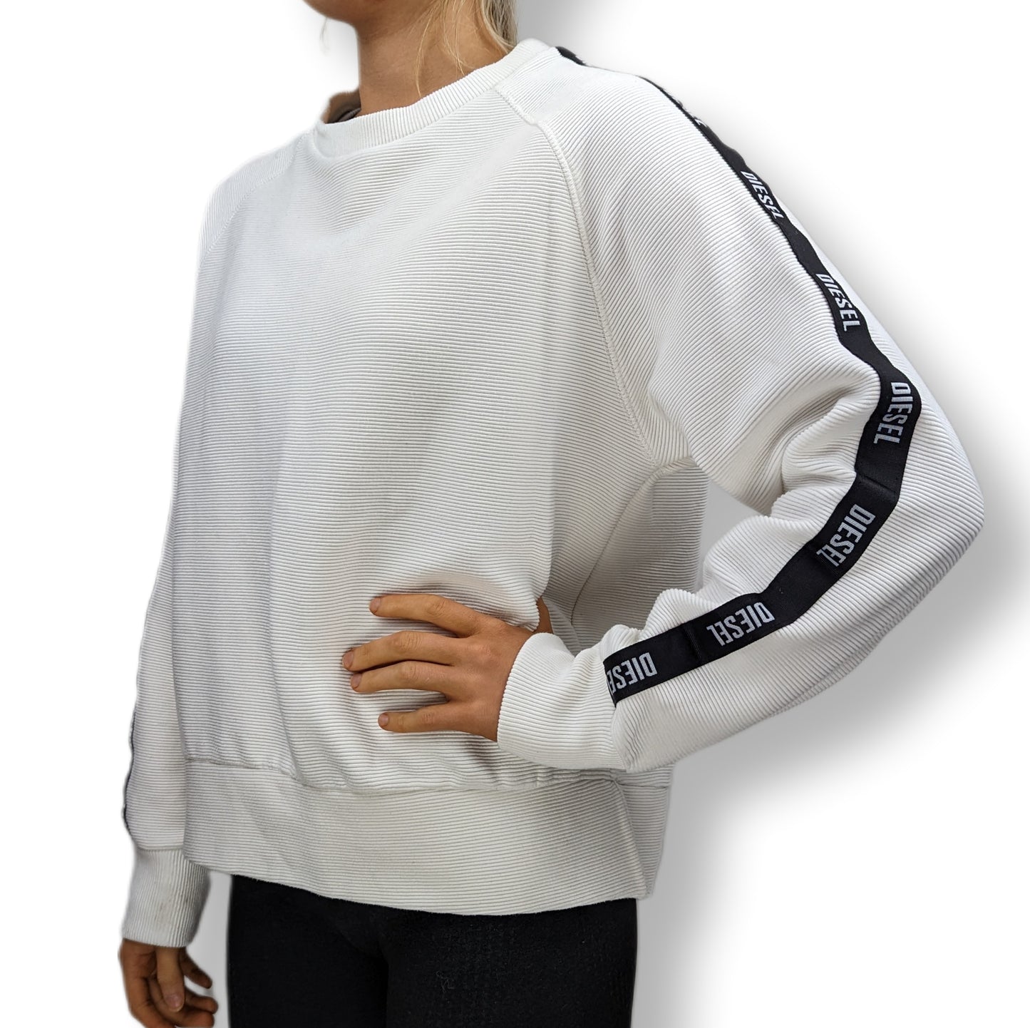 Diesel White Sweatshirt Women Size Medium