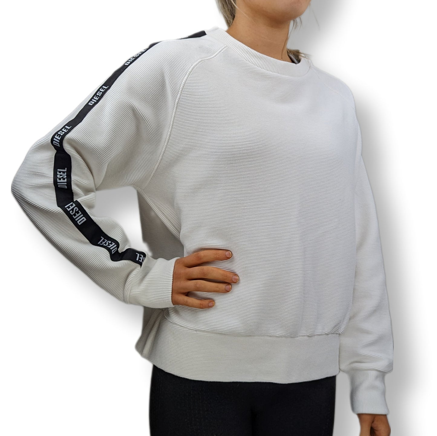 Diesel White Sweatshirt Women Size Medium