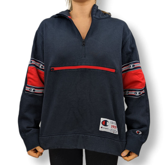 Champion Black Half-Zip Hoodie Men Size Medium