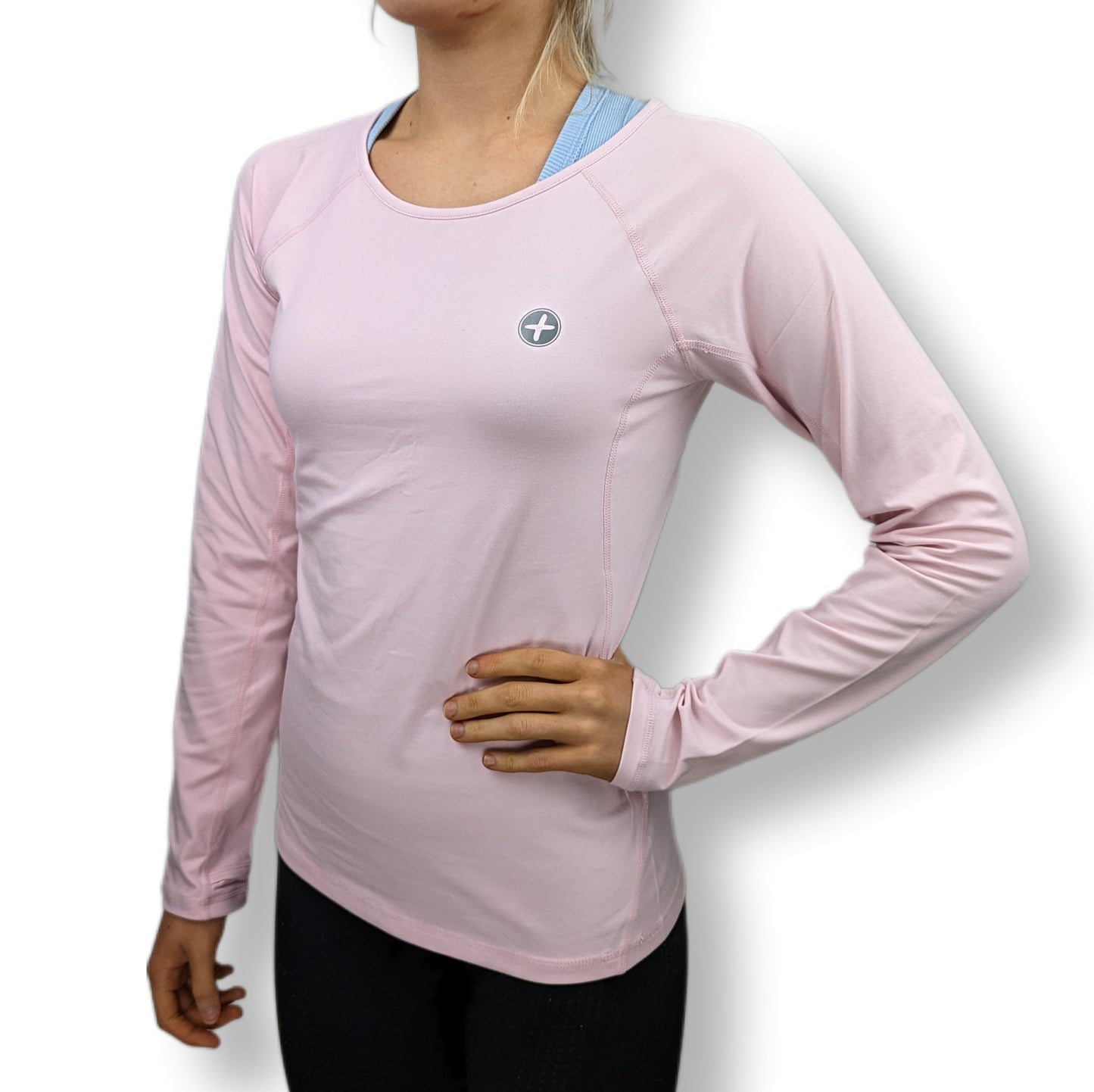 Gym + Coffee Pink Long Sleeve Compression Training Top Women Size Small