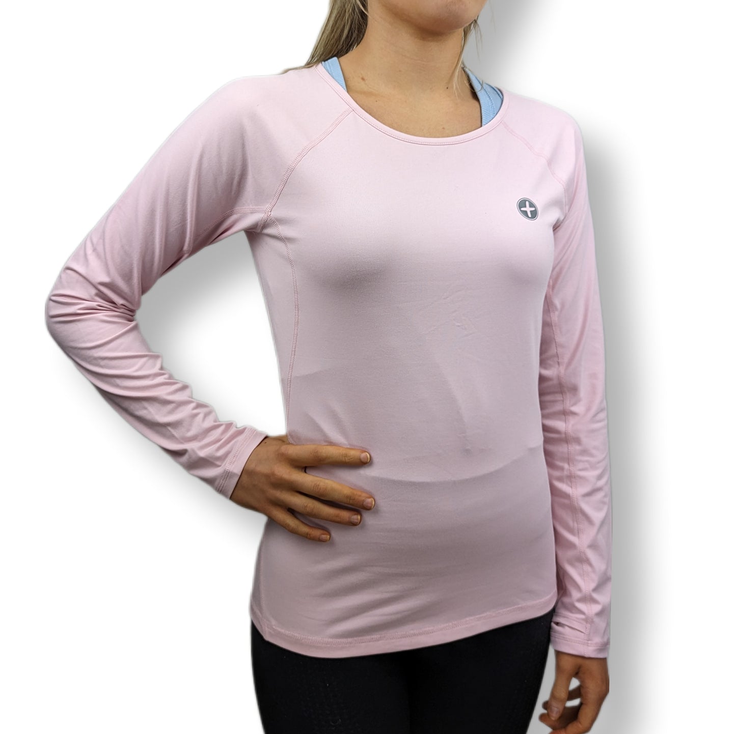 Gym + Coffee Pink Long Sleeve Compression Training Top Women Size Small