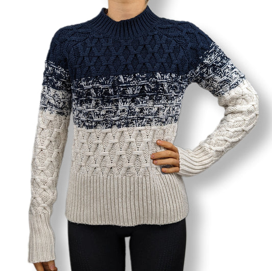 Superdry Scandinavian Blue and White Knit Sweater Women Size Small