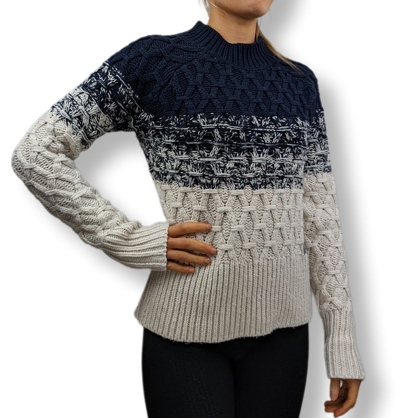 Superdry Scandinavian Blue and White Knit Sweater Women Size Small