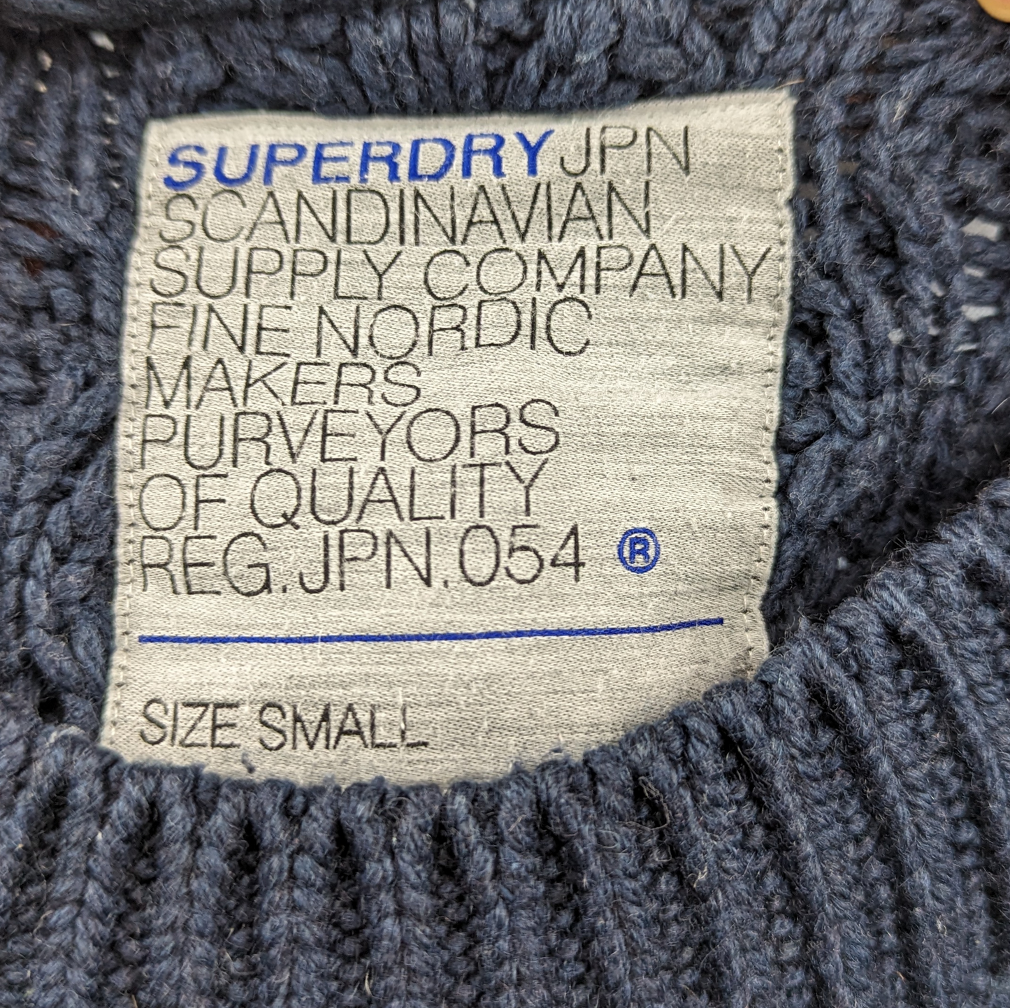 Superdry Scandinavian Blue and White Knit Sweater Women Size Small