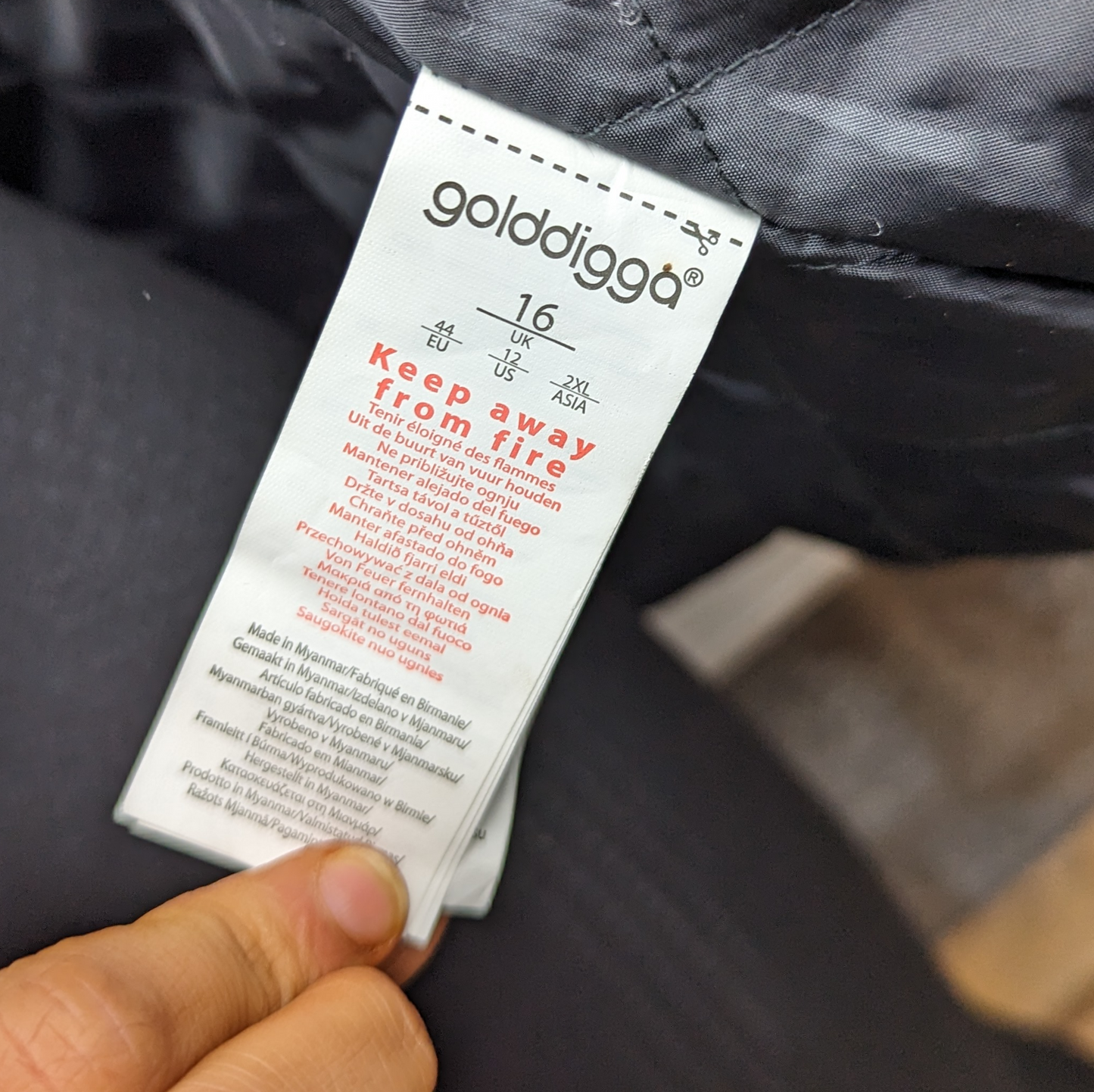 Golddigga Black Puffer Coat Women Size UK 16