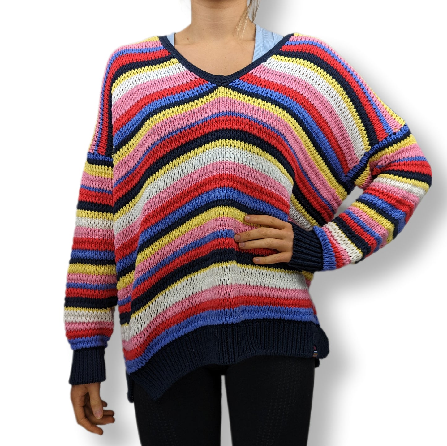 Superdry Multicolour Stripe Open Knit Sweater Women Size UK 12
