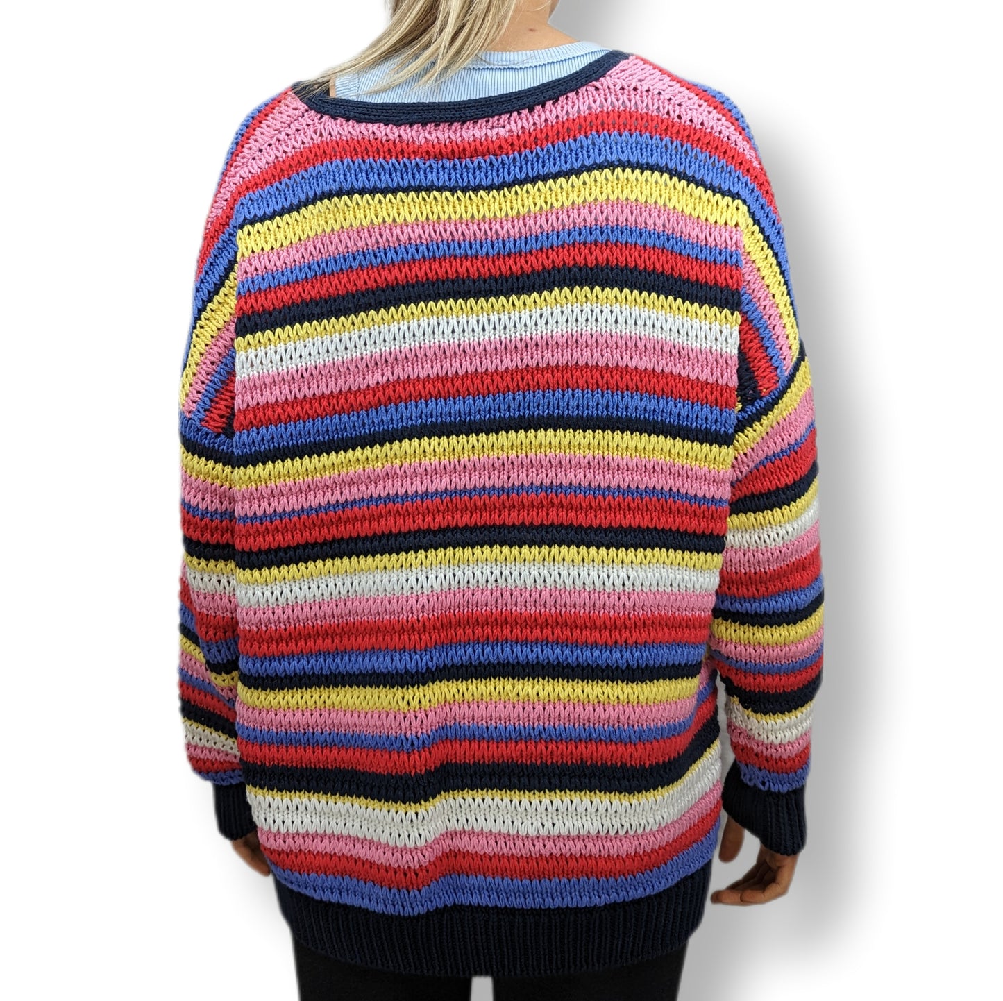 Superdry Multicolour Stripe Open Knit Sweater Women Size UK 12