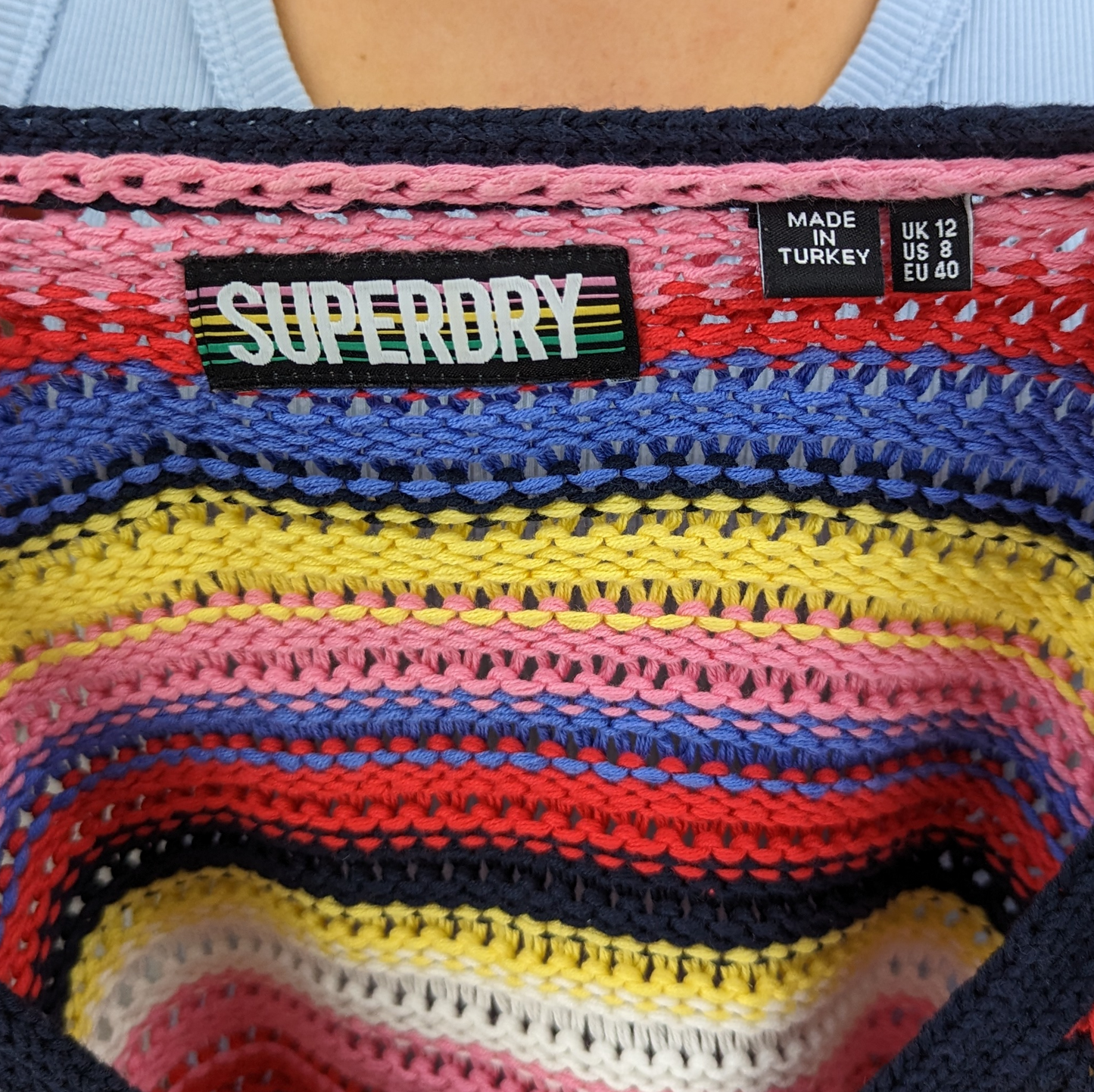 Superdry Multicolour Stripe Open Knit Sweater Women Size UK 12