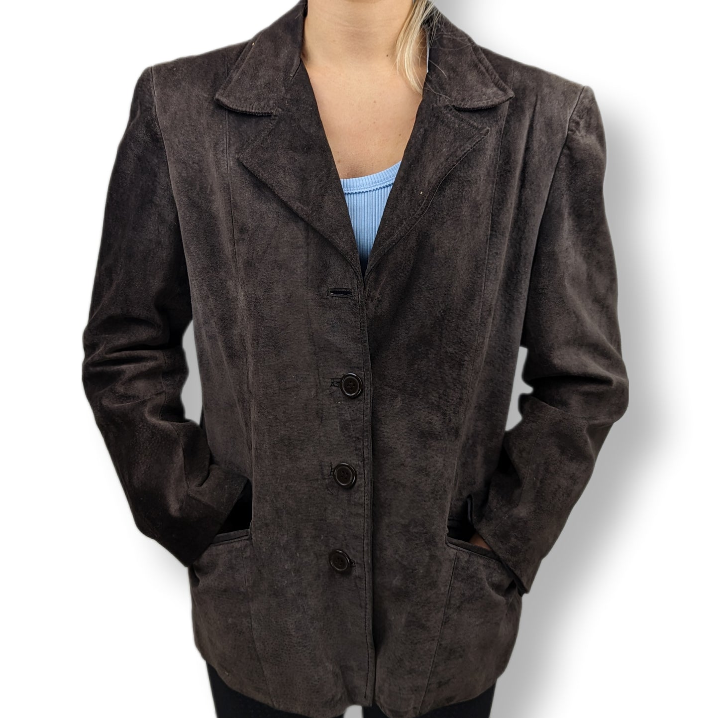 St Bernard Brown Suede Leather Jacket Women UK 12