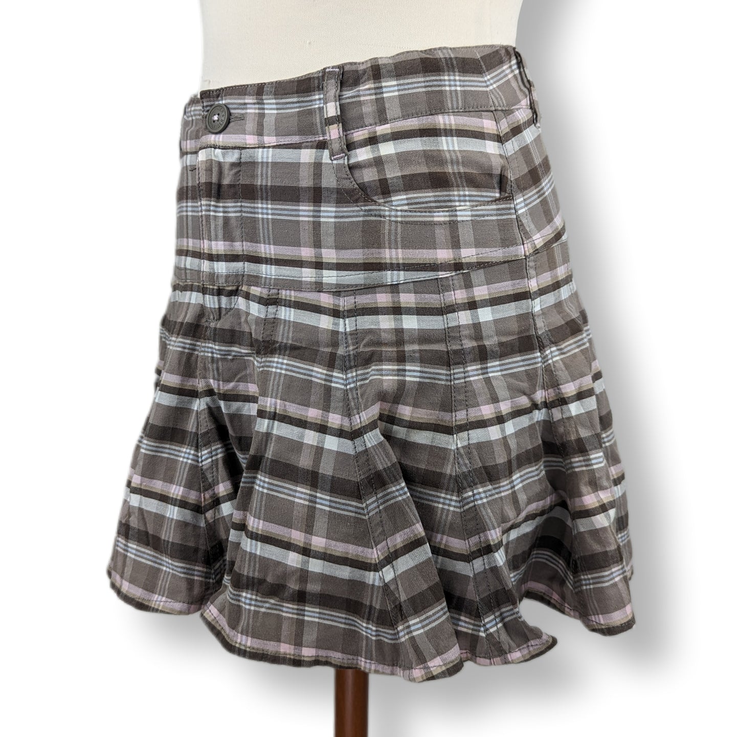 Tommy Hilfiger Grey Plaid Mini Skirt Women Size UK 12