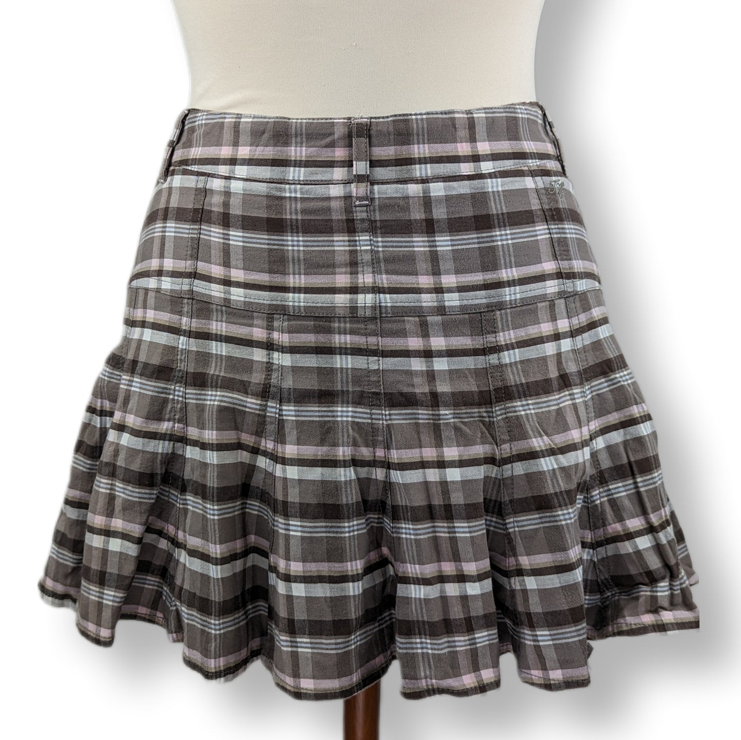 Tommy Hilfiger Grey Plaid Mini Skirt Women Size UK 12