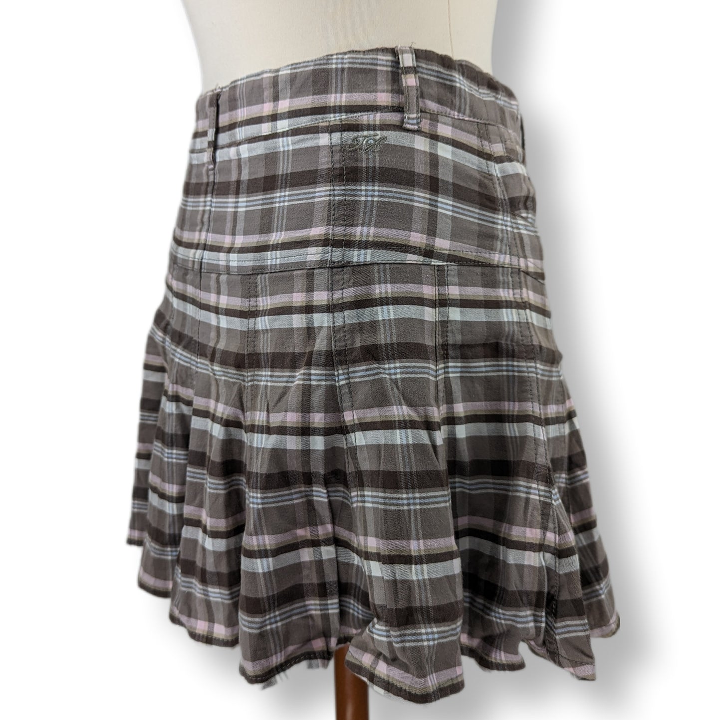 Tommy Hilfiger Grey Plaid Mini Skirt Women Size UK 12