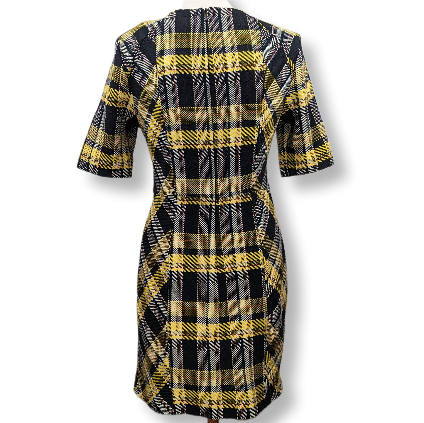 ASOS Yellow Plaid Sheath Dress Women Size UK 12