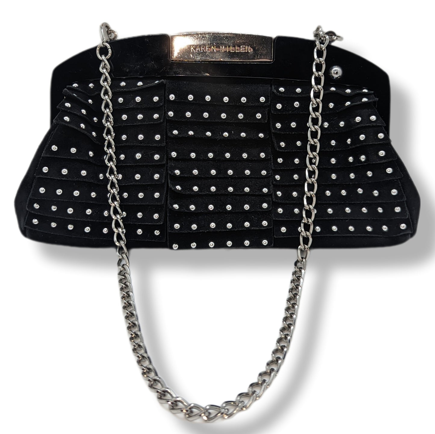 Karen Millen Black Beaded Sheep Suede Mini Handbag Women