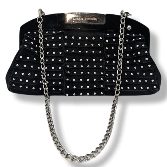 Karen Millen Black Beaded Sheep Suede Mini Handbag Women