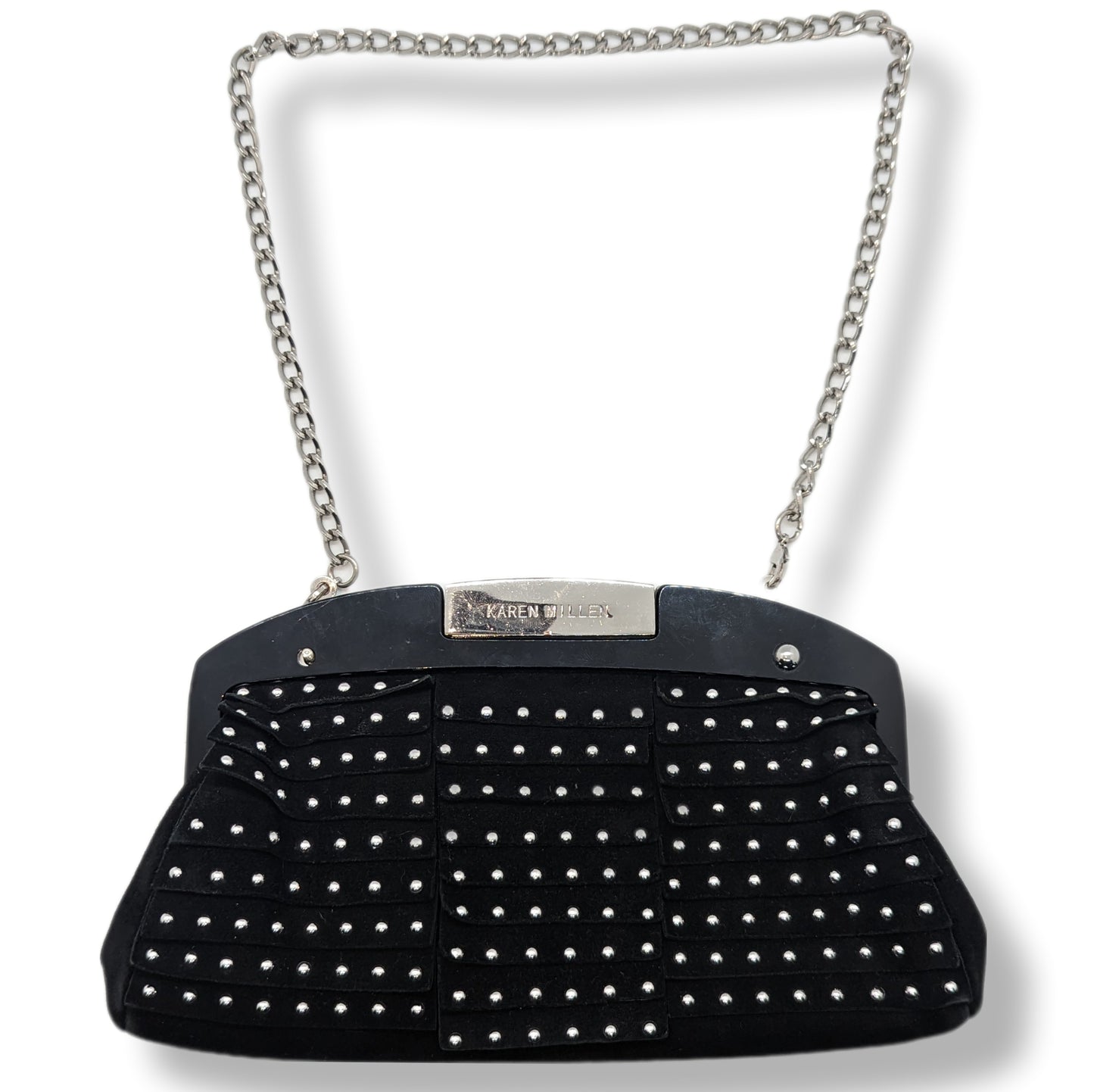 Karen Millen Black Beaded Sheep Suede Mini Handbag Women