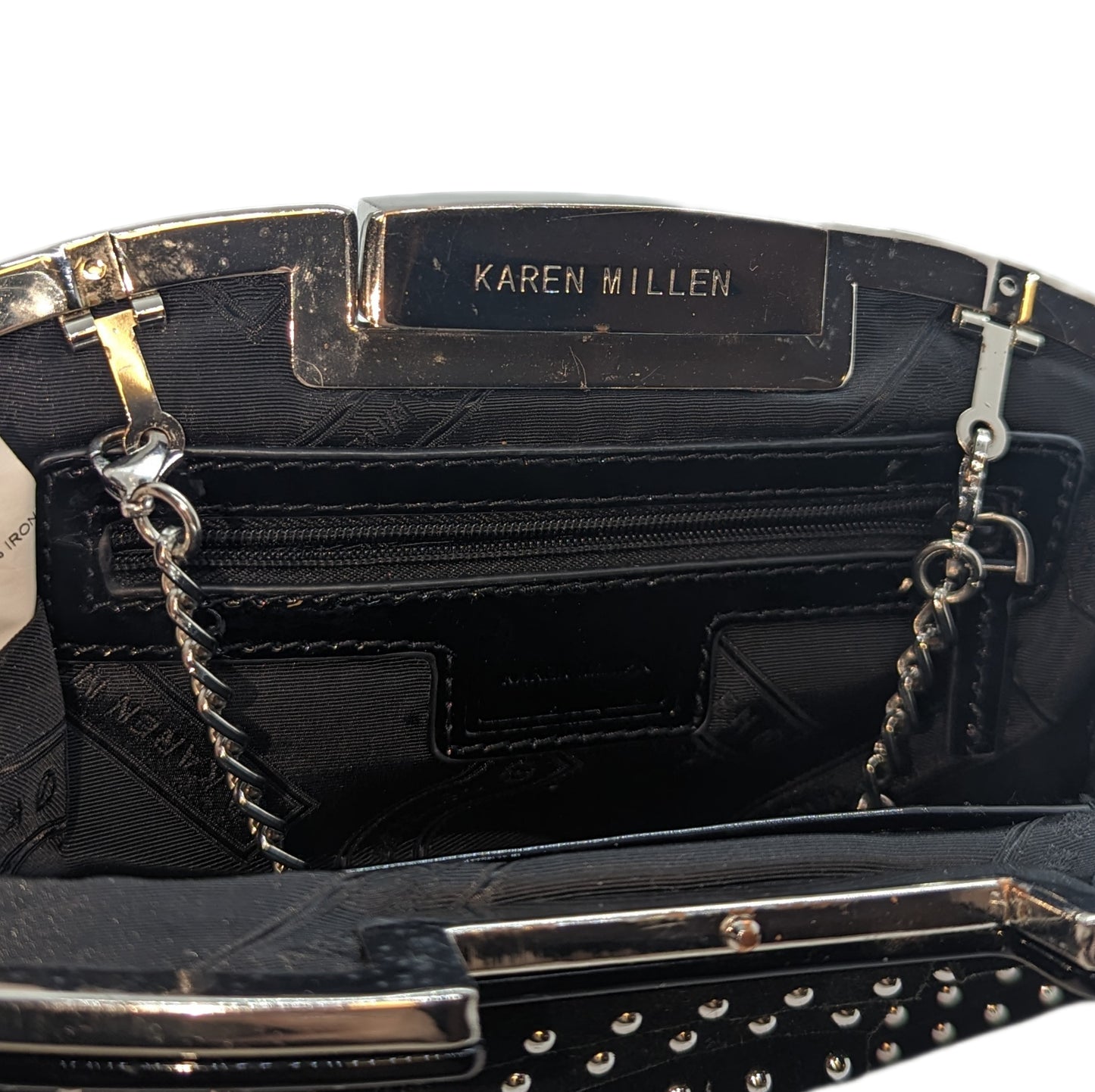 Karen Millen Black Beaded Sheep Suede Mini Handbag Women