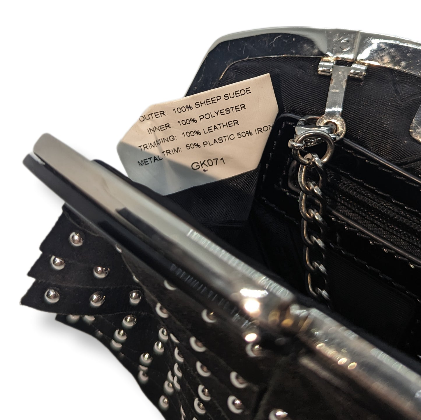 Karen Millen Black Beaded Sheep Suede Mini Handbag Women