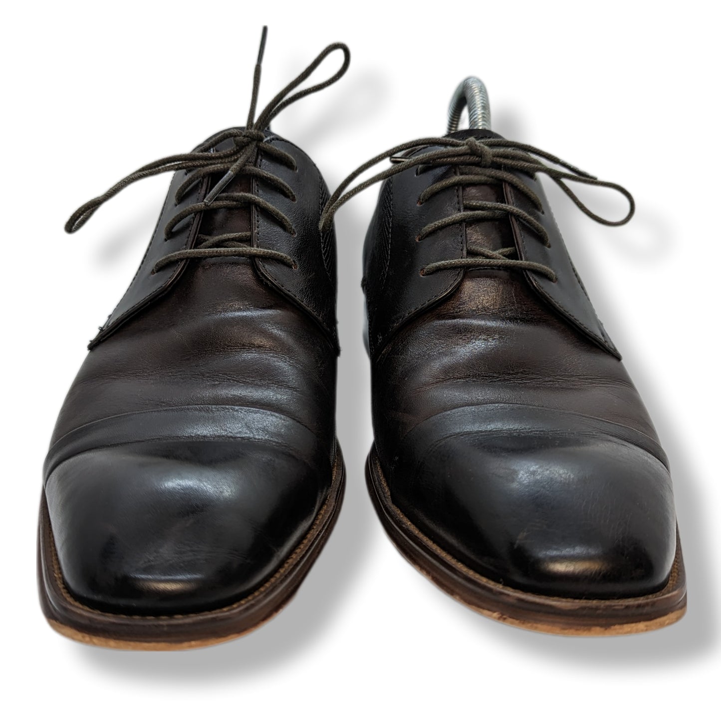 6th Sense Eton Coffee Brown Fine Leather Toe Cap Derby Reptile Effect Shoes UK 10