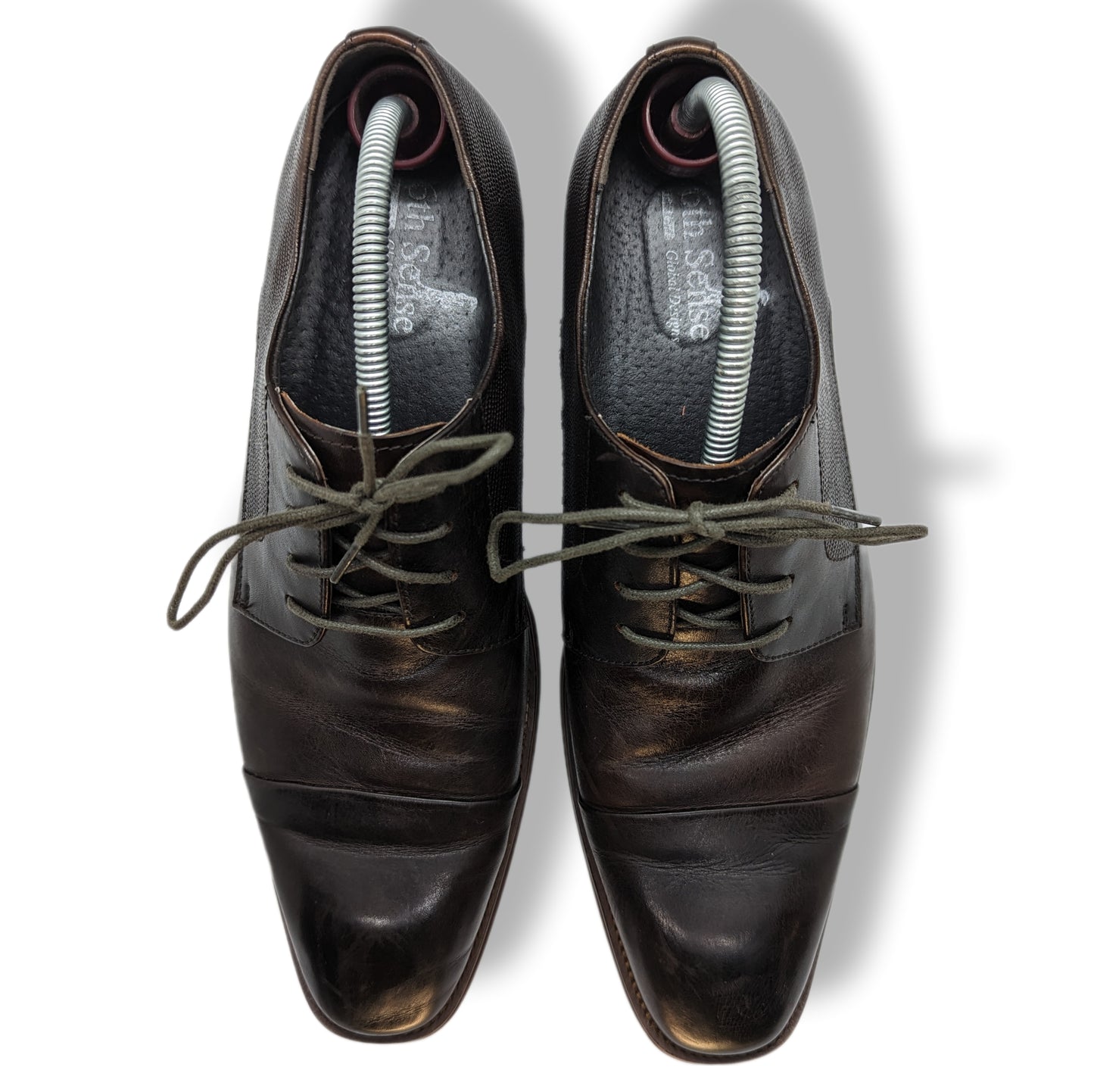 6th Sense Eton Coffee Brown Fine Leather Toe Cap Derby Reptile Effect Shoes UK 10