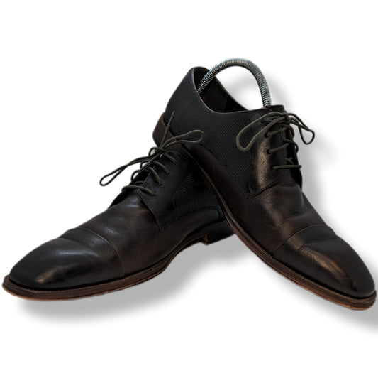 6th Sense Eton Coffee Brown Fine Leather Toe Cap Derby Reptile Effect Shoes UK 10