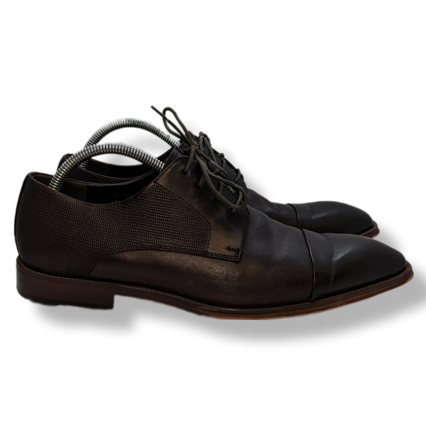 6th Sense Eton Coffee Brown Fine Leather Toe Cap Derby Reptile Effect Shoes UK 10