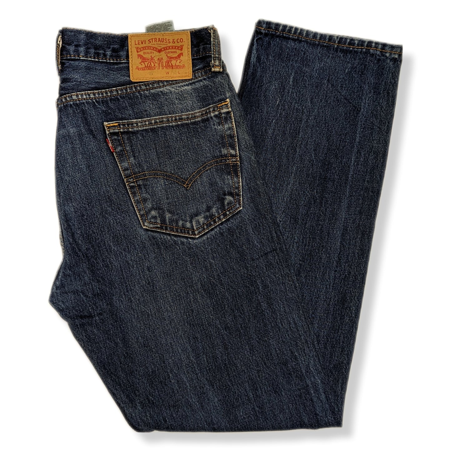 Levi's 505 Blue Regular Fit Straight Leg Zipper Fly Jeans Men Size W33/L32
