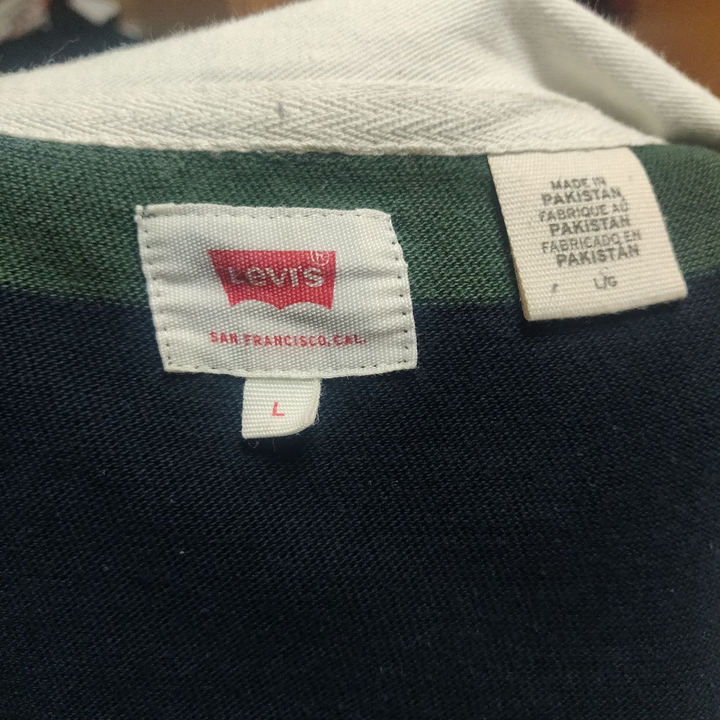 Levi's Vintage Green Long Sleeve Polo Shirt Men Size Large