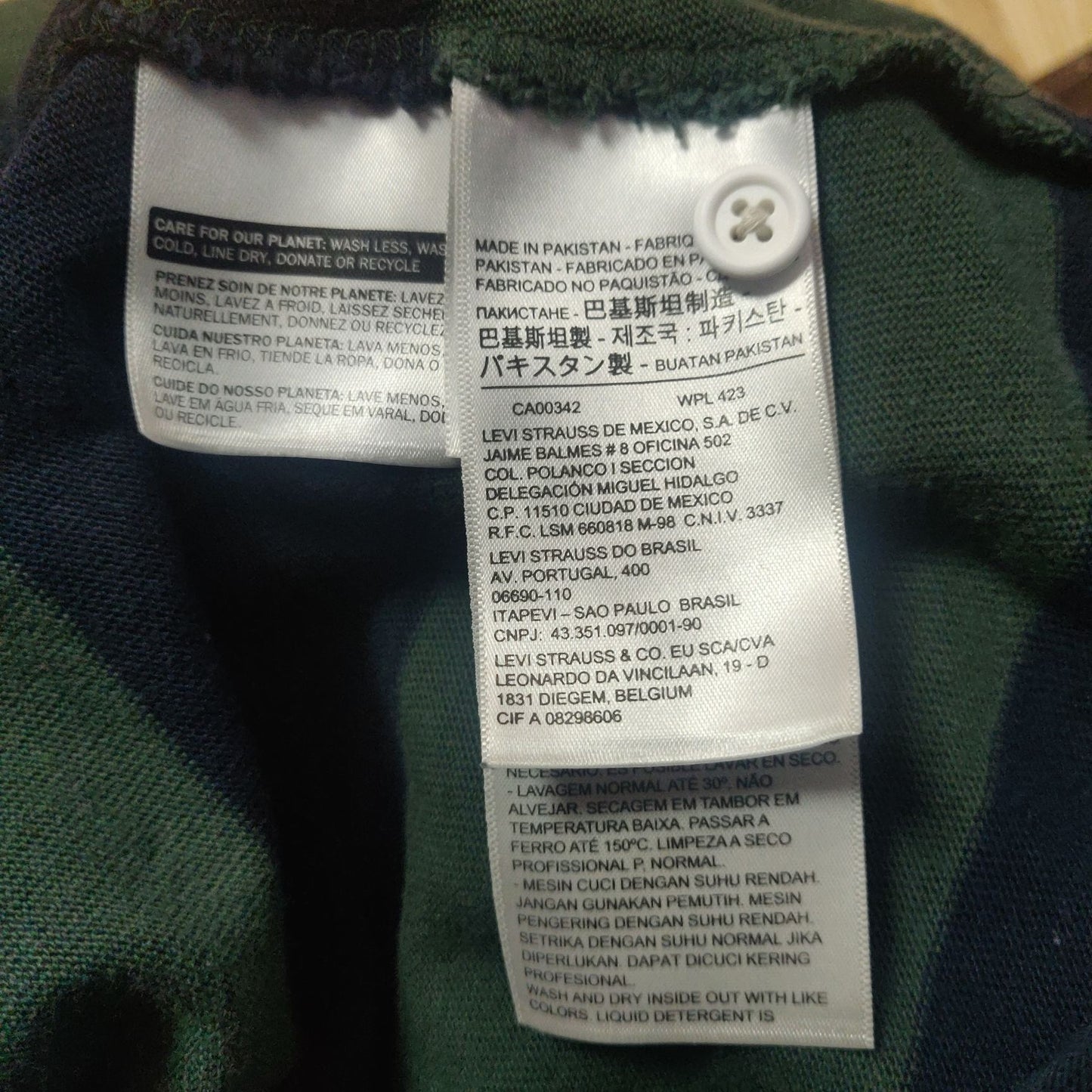 Levi's Vintage Green Long Sleeve Polo Shirt Men Size Large