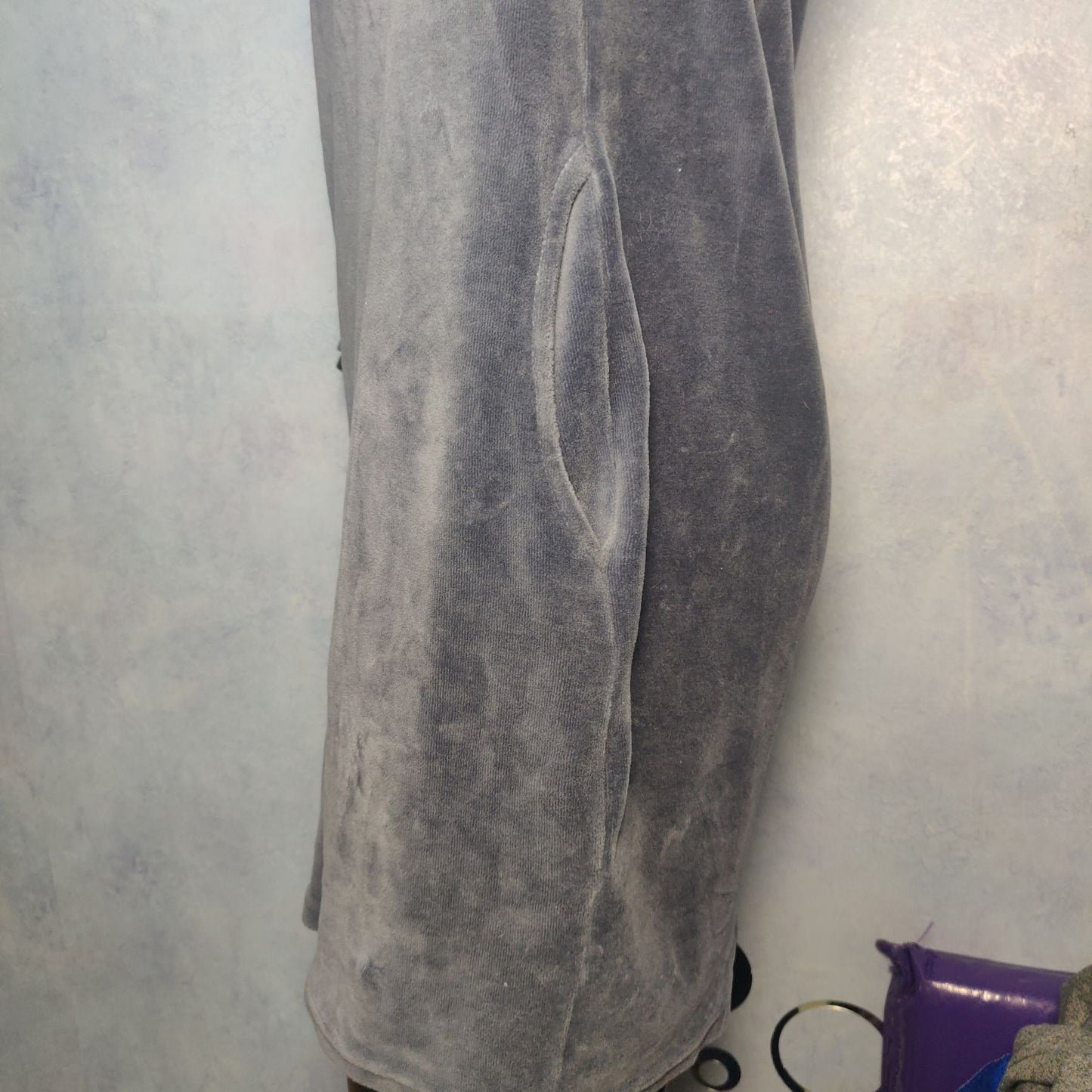 One Dress Blue Velvet Dress Long Sleeve Women Size UK 36