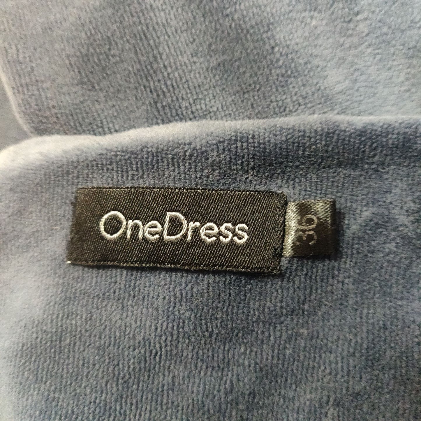 One Dress Blue Velvet Dress Long Sleeve Women Size UK 36