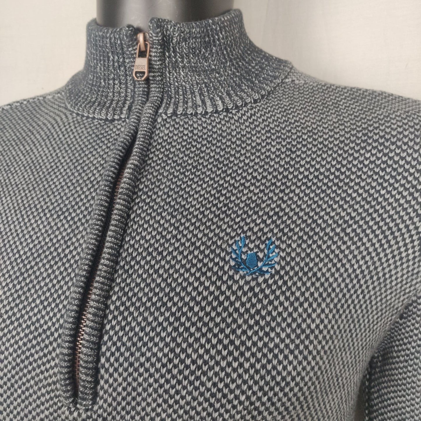 Diesel Blue Sweatshirt Pullover 1/4 Zip Men Size Small