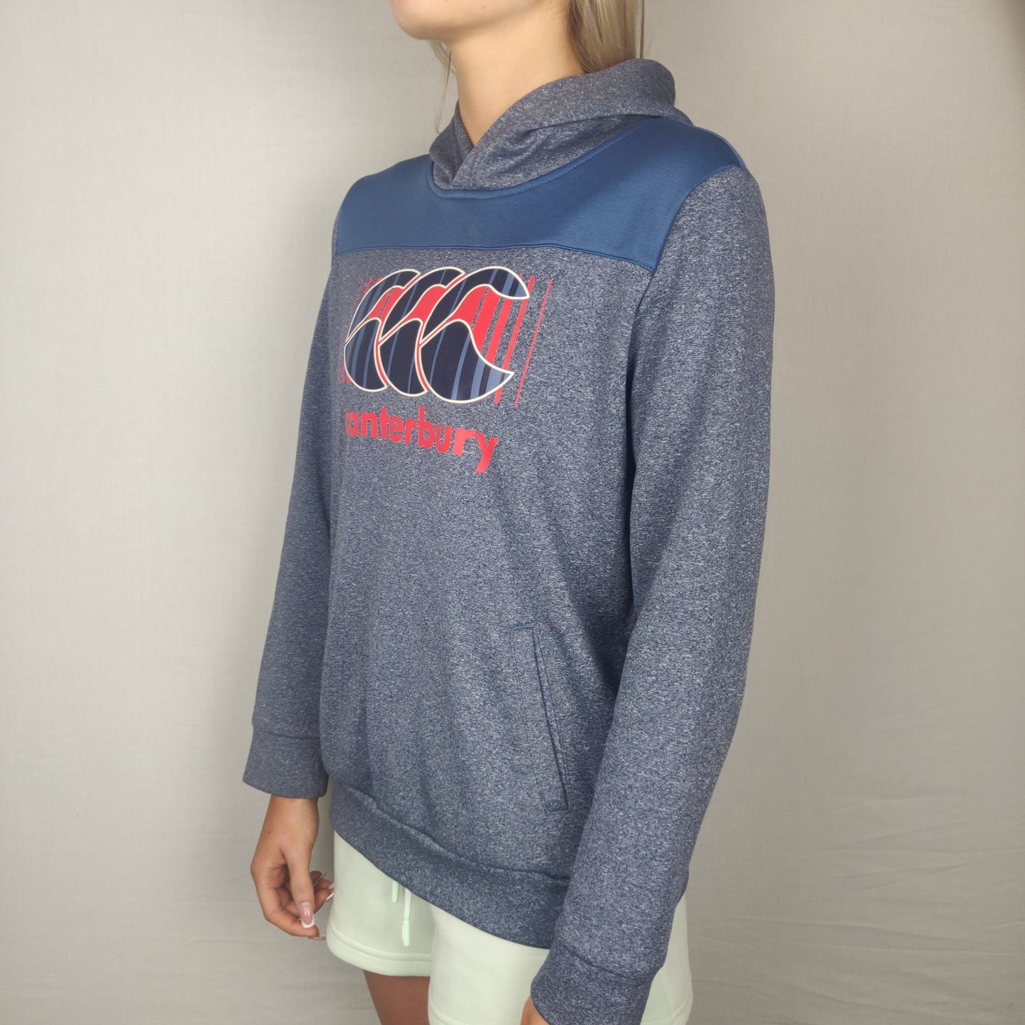 Canterbury Blue Grey Hoodie Pullover Girls 14 Years