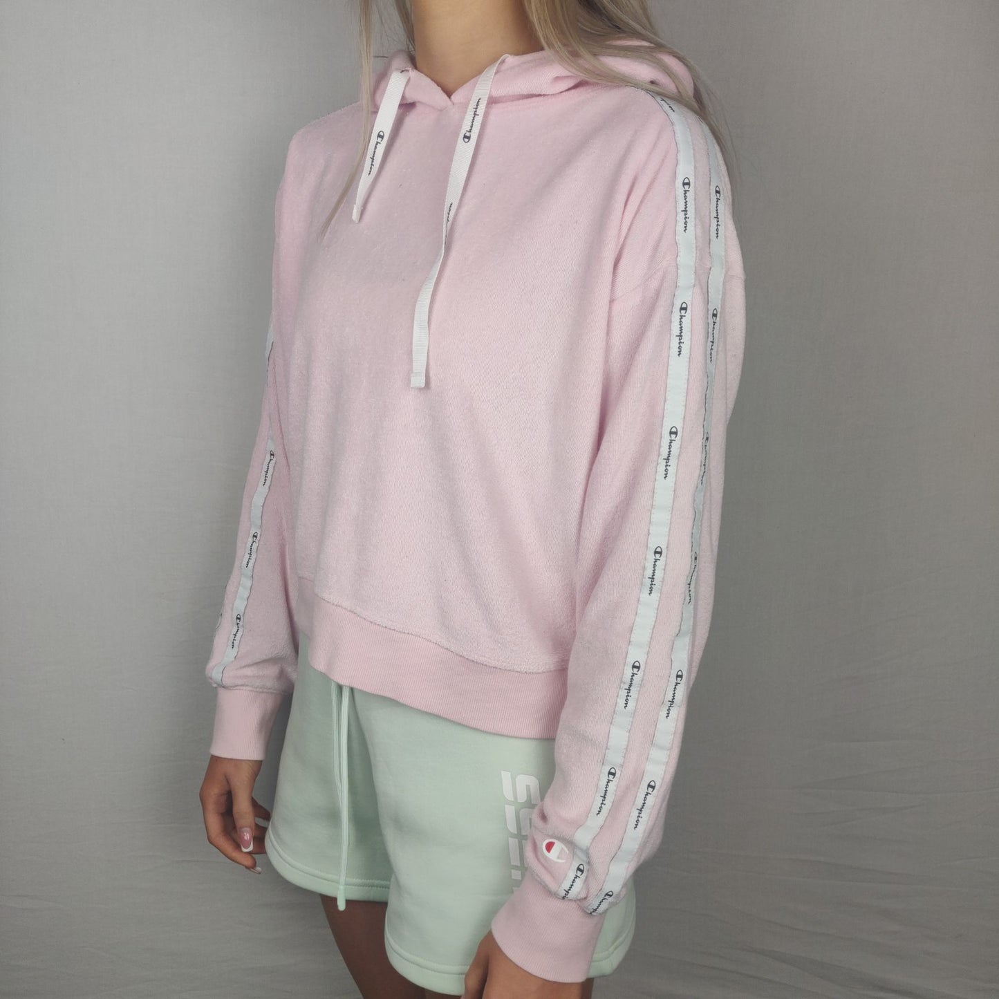 Champion Pink Cropped Hoodie Women Size Small