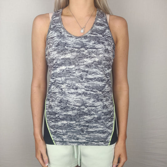 Work Out Grey Camouflage Sleeveless Top Women Size Medium