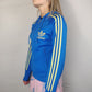 Adidas 3 Stripes Blue Track Top Full Zip Women Size UK 10