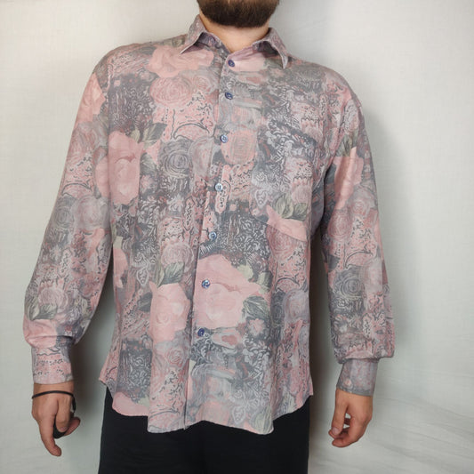 Club D'amingo Vintage Pink Long Sleeve Shirt Men Size 41/42