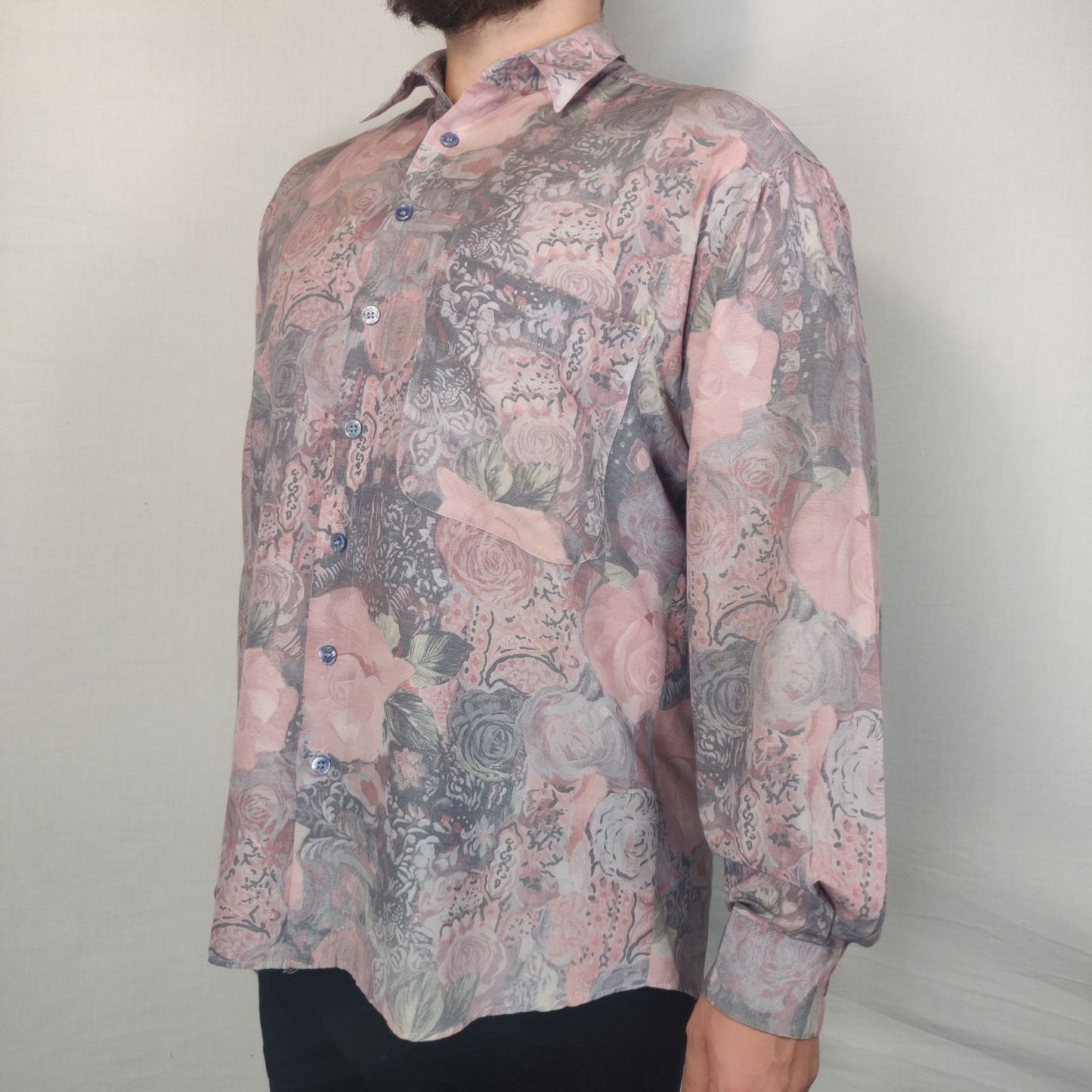 Club D'amingo Vintage Pink Long Sleeve Shirt Men Size 41/42