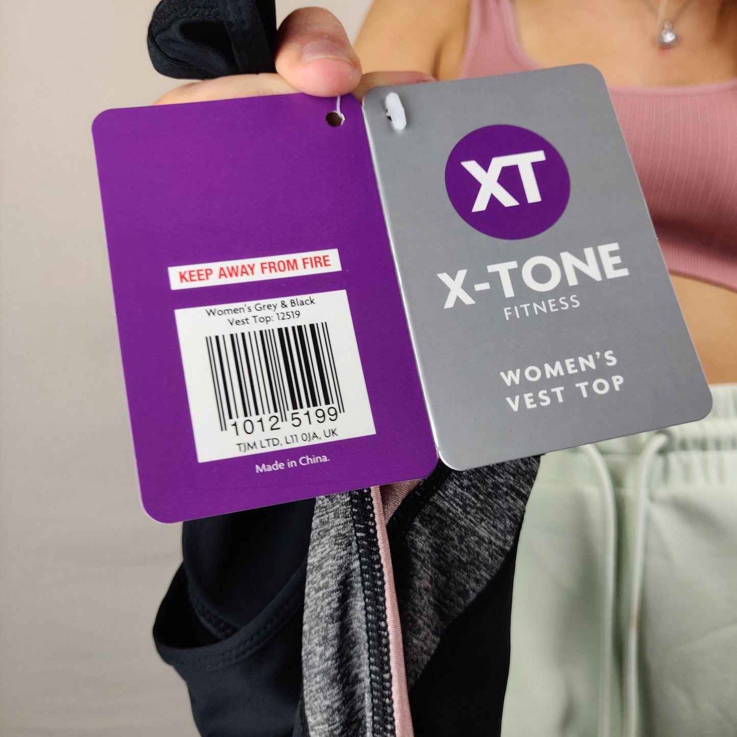 X-Tone Black Grey Vest Top Sleeveless Women Size Medium