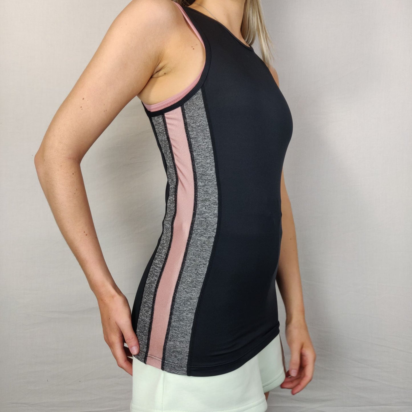 X-Tone Black Grey Vest Top Sleeveless Women Size Medium