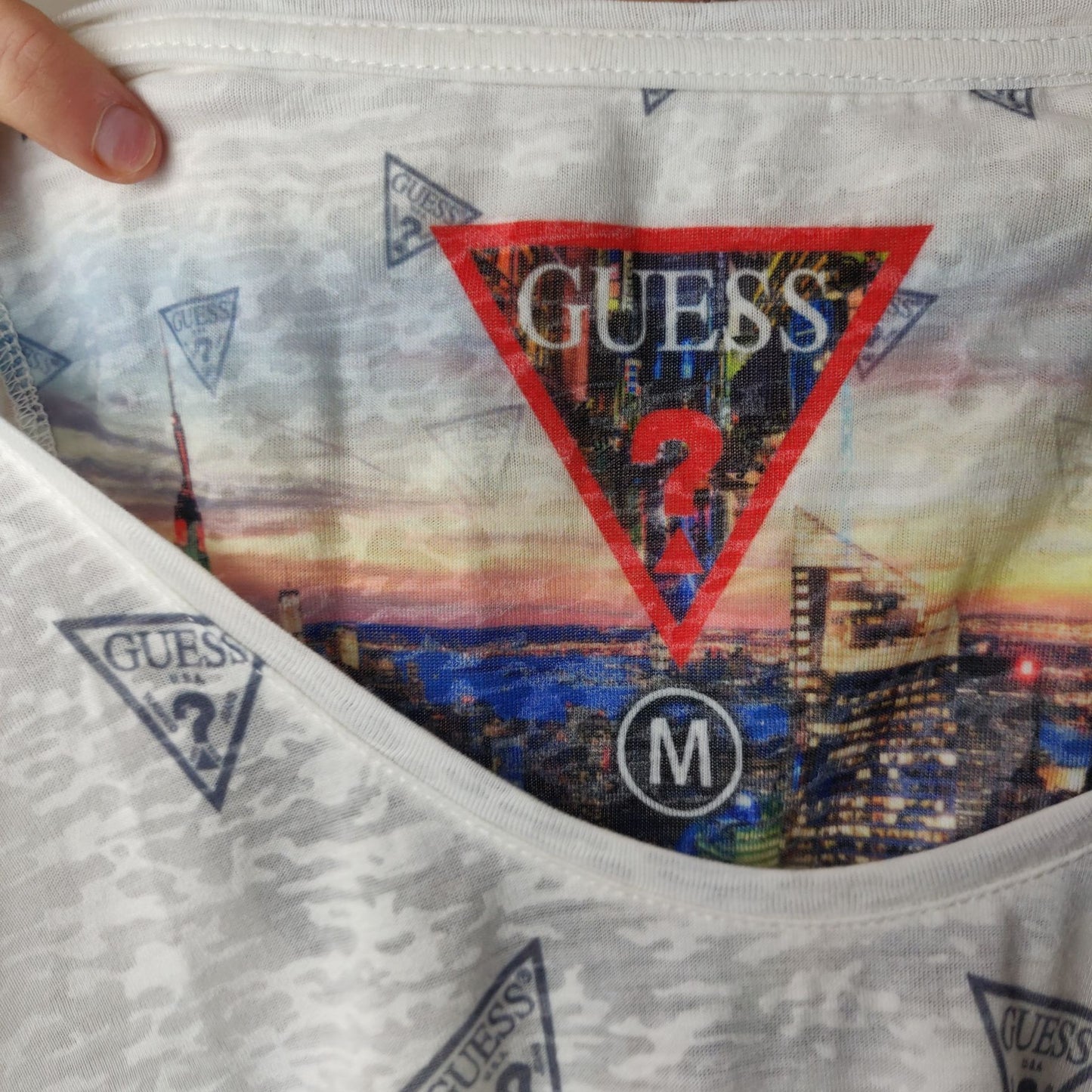 Guess White Tshirt Short Sleeve Women Size Medium