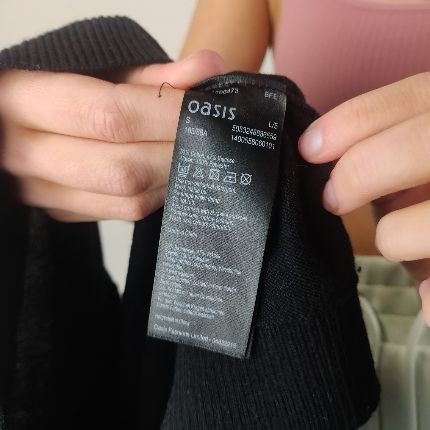 Oasis Black Collared Sweater Long Sleeve Women Size Small