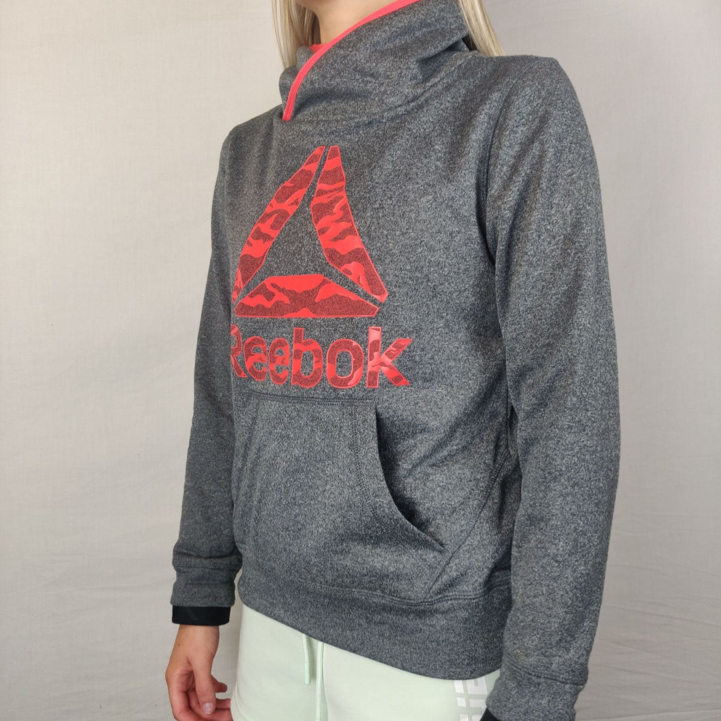Reebok Grey Sweatshirt Pullover Red Logo Women SIze XS