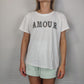 Qed London White Amour T-shirt Short Sleeve Women Size Large