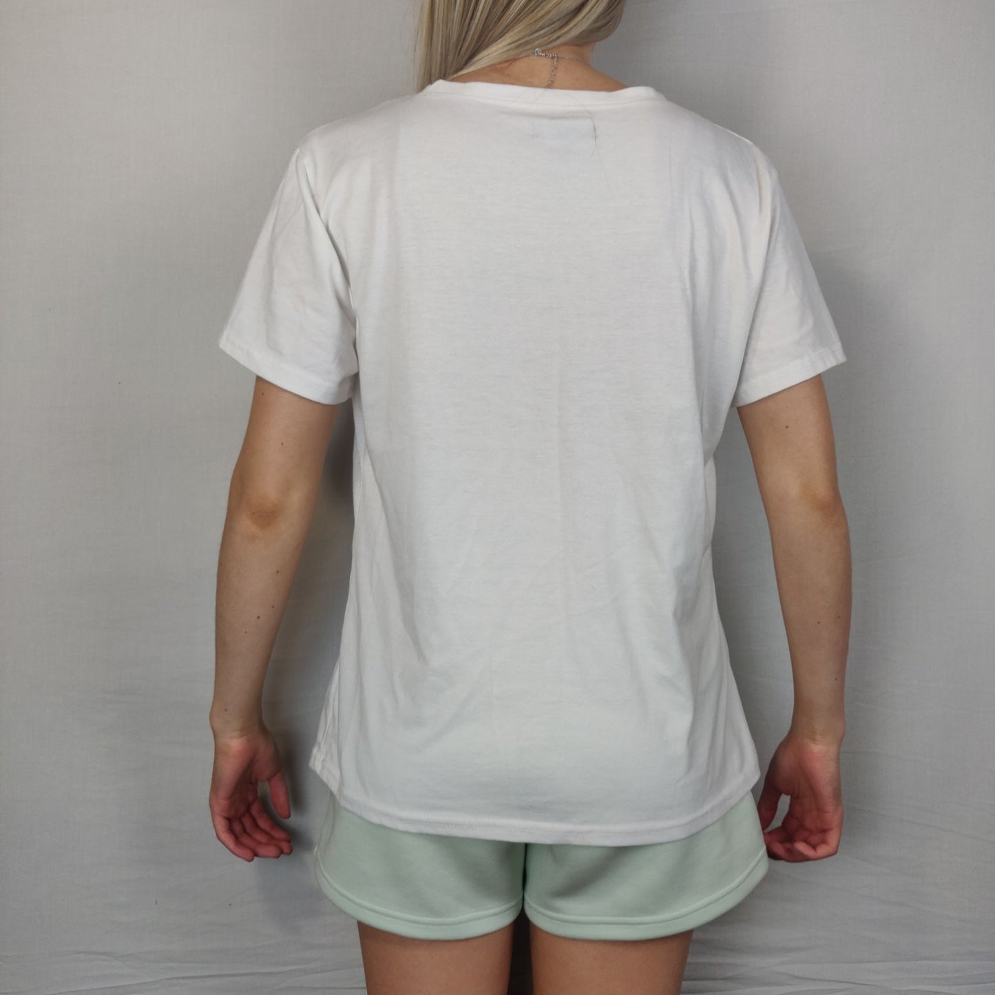 Qed London White Amour T-shirt Short Sleeve Women Size Large