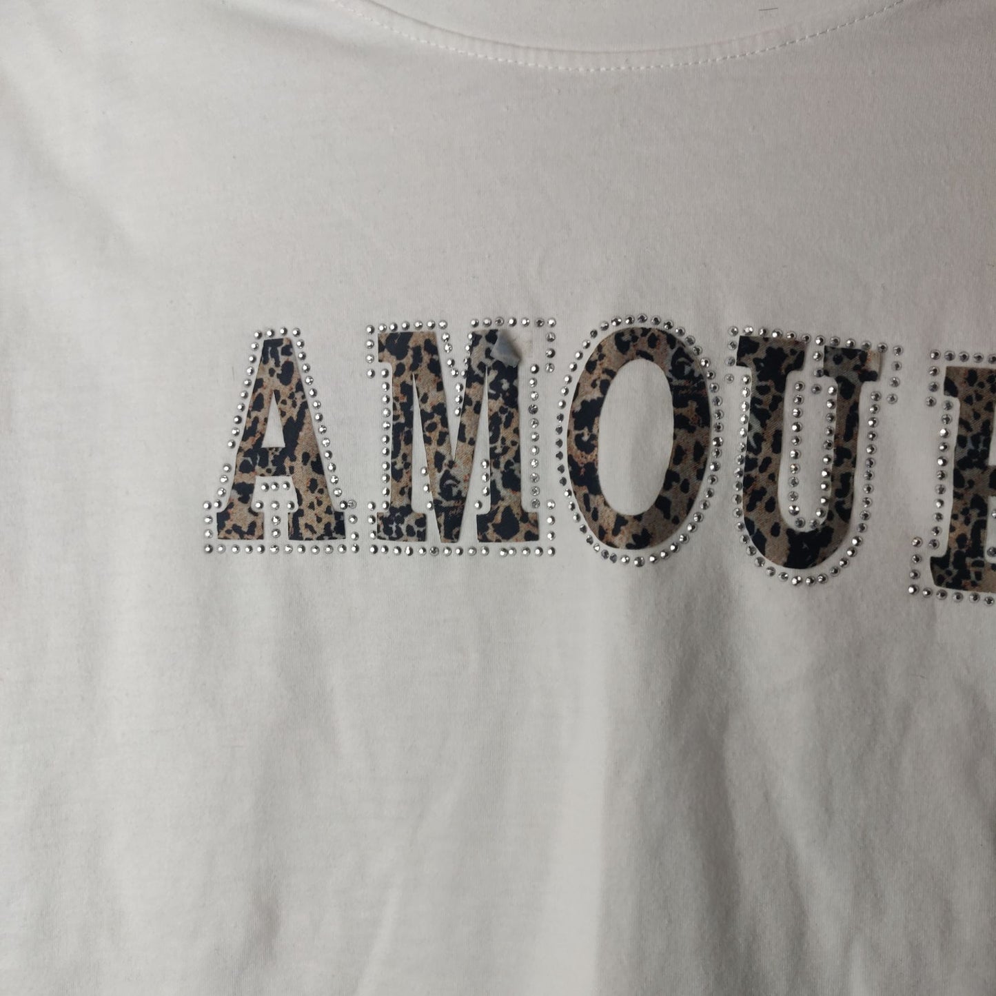 Qed London White Amour T-shirt Short Sleeve Women Size Large