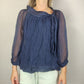 H Trend Blue Blouse Long Sleeve Women Size Medium