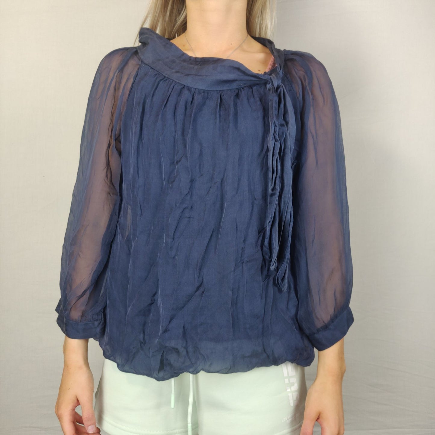 H Trend Blue Blouse Long Sleeve Women Size Medium