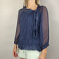 H Trend Blue Blouse Long Sleeve Women Size Medium