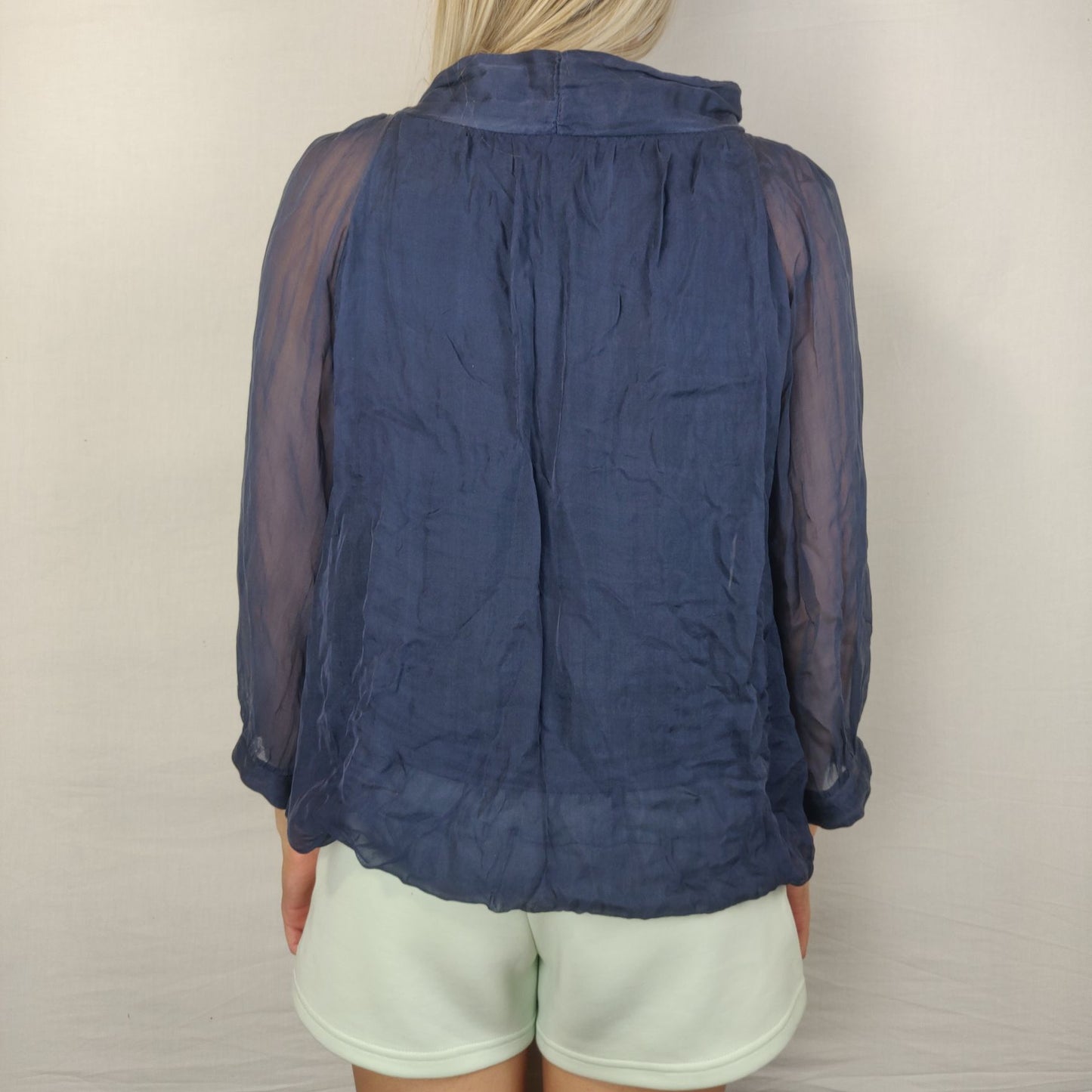 H Trend Blue Blouse Long Sleeve Women Size Medium